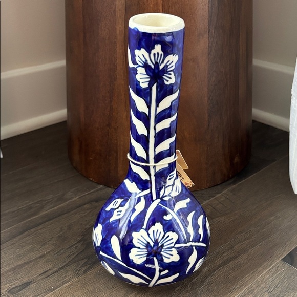 Ceramique Handcrafted in India,unique abstract shape,ceramic royal blue vase - Picture 4 of 12
